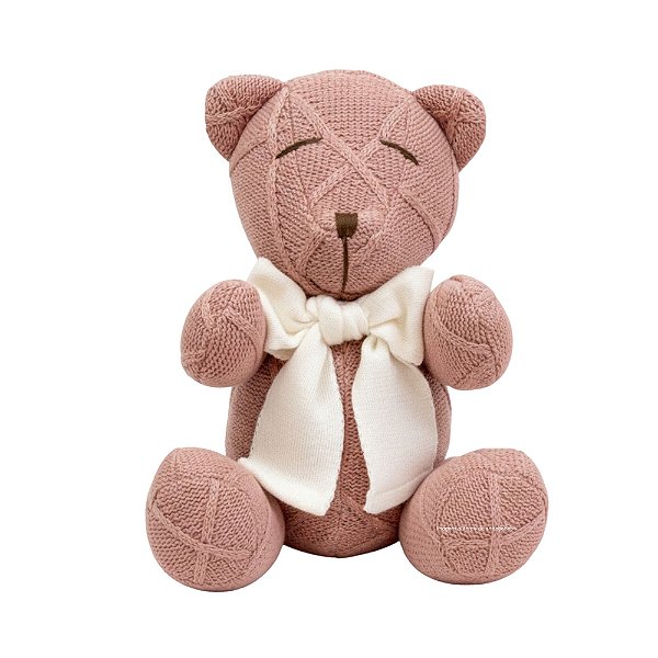 Urso Tricot - Tamanho M - Marrom Magno / Off White Natural - Personalizado