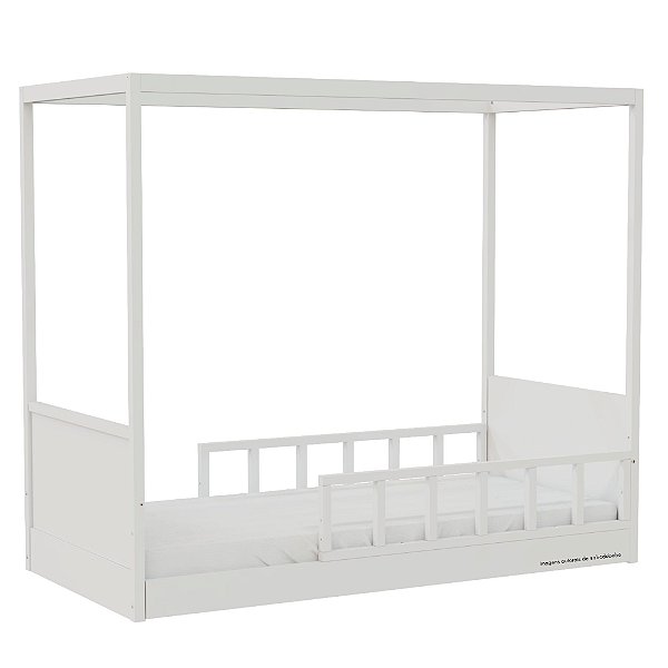 Cama Link Com Dossel - Com 2 Meias Grades Palitadas - Branco