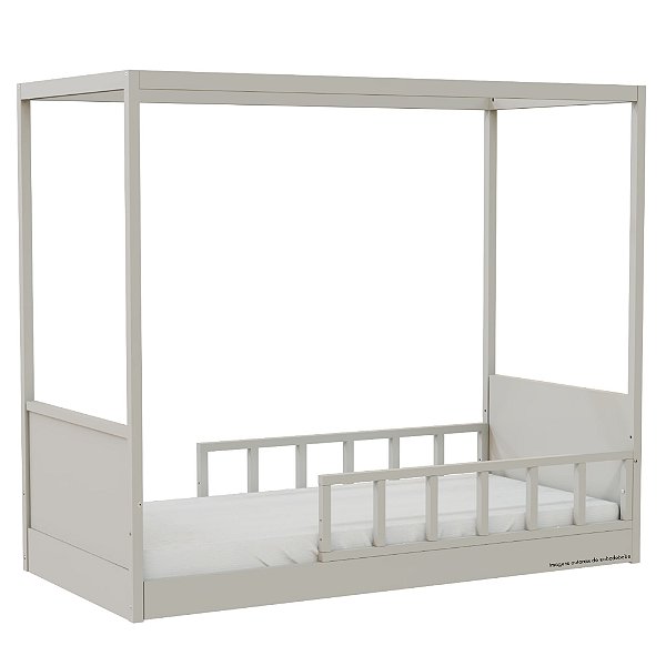 Cama Link Com Dossel - Com 2 Meias Grades Palitadas - Cinza