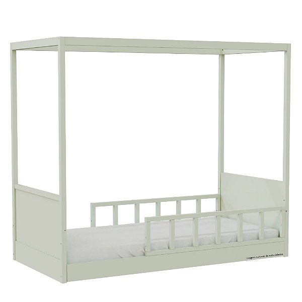 Cama Link Com Dossel - Com 2 Meias Grades Palitadas - Verde Old