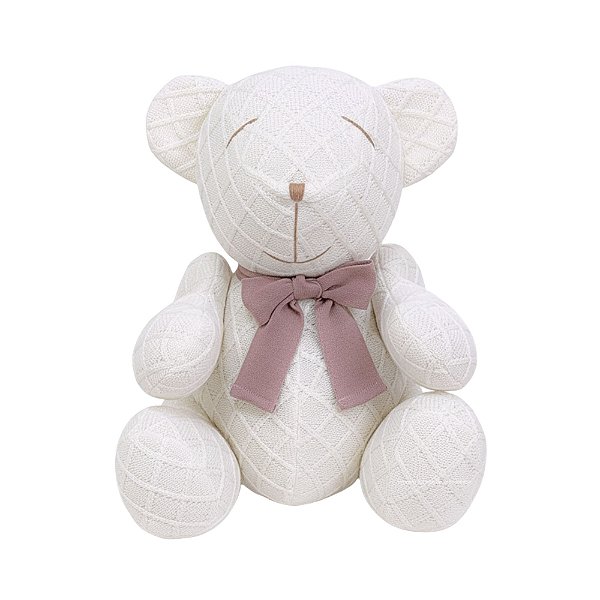 Urso Tricot - Tamanho M - Off White Natural / Rose Tan - Personalizado