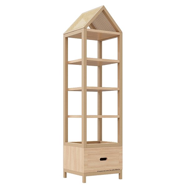 Estante Tupi 50 - Com Telhado - Carvalho / Capuccino