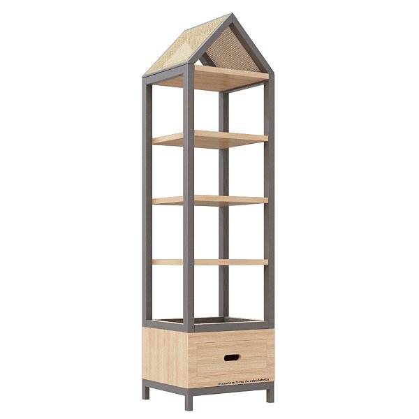 Estante Tupi 50 - Com Telhado - Carvalho / Fendi