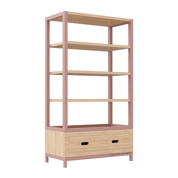Estante Tupi 90 - Carvalho / Rose