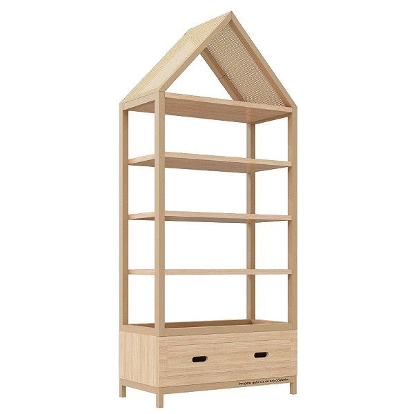 Estante Tupi 90 - Com Telhado - Carvalho / Capuccino