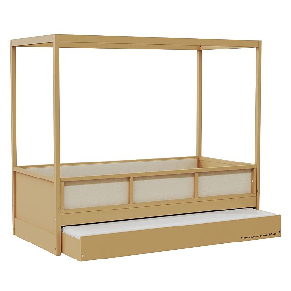Cama Link Plus Palha Natural - Com Dossel - Completa - Capuccino