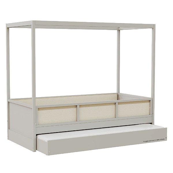 Cama Link Plus Palha Natural - Com Dossel - Completa - Cinza
