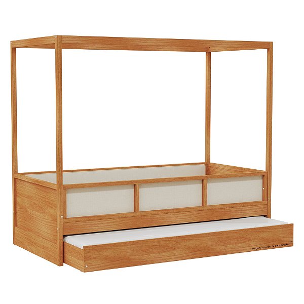 Cama Link Plus Palha Natural - Com Dossel - Completa - Madeira