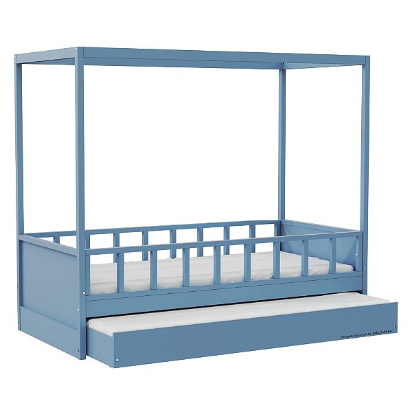 Cama Link Plus Palitada - Com Dossel - Completa - Azul Sereno