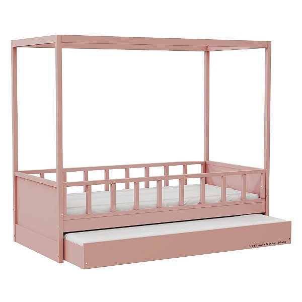 Cama Link Plus Palitada - Com Dossel - Completa - Rose