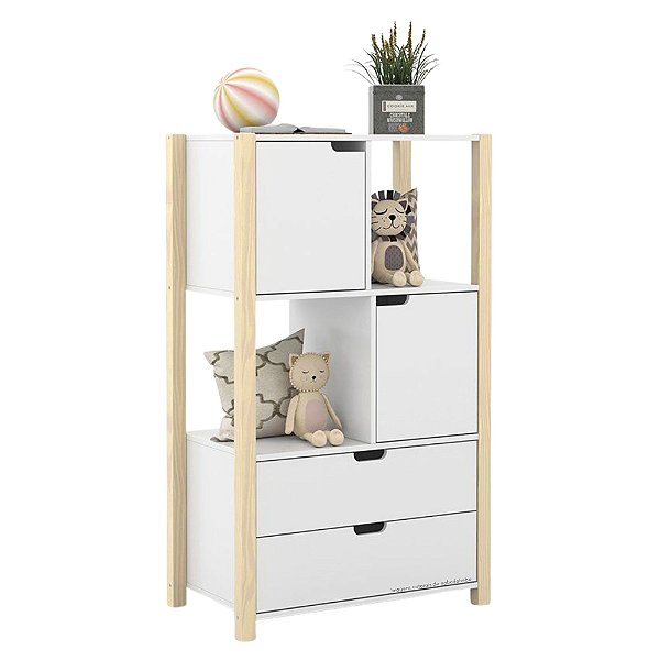 Armário Organizador Kids Liv - Branco Soft / Natural - 71153