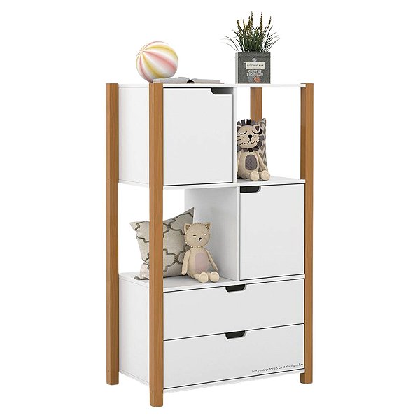 Armário Organizador Kids Liv - Branco Soft / Freijó - 71157