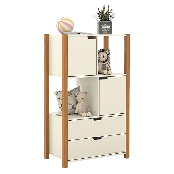 Armário Organizador Kids Liv - Off White / Freijó - 71158