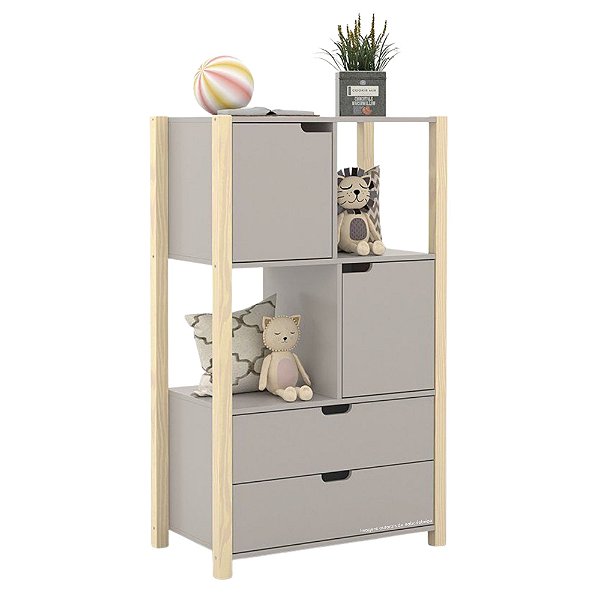Armário Organizador Kids Liv - Cinza / Natural - 71154