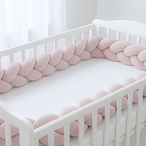 Trança Para Berço - Tricot - Rosa Pastel