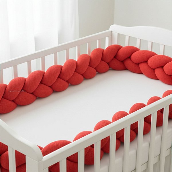 Trança Para Berço - Tricot - Vermelho Tomate
