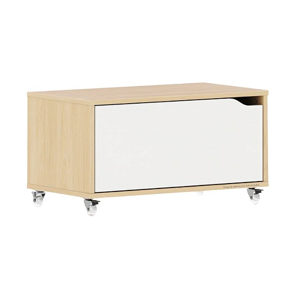 Baú Com Gaveta - Branco Com Carvalho