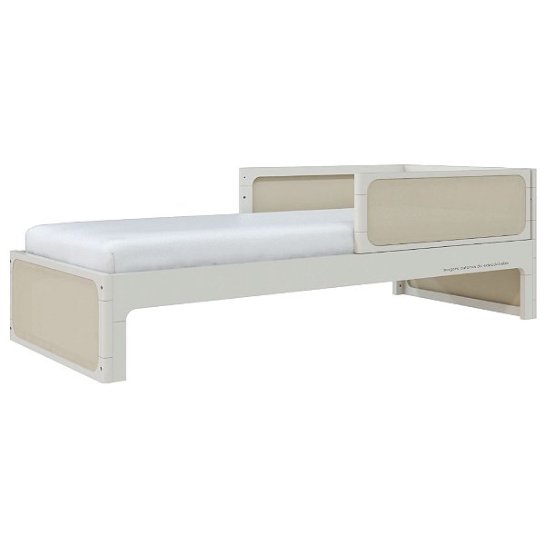 Cama Infantil Skandi - Com Cabeceira E 2 Grades - Areia