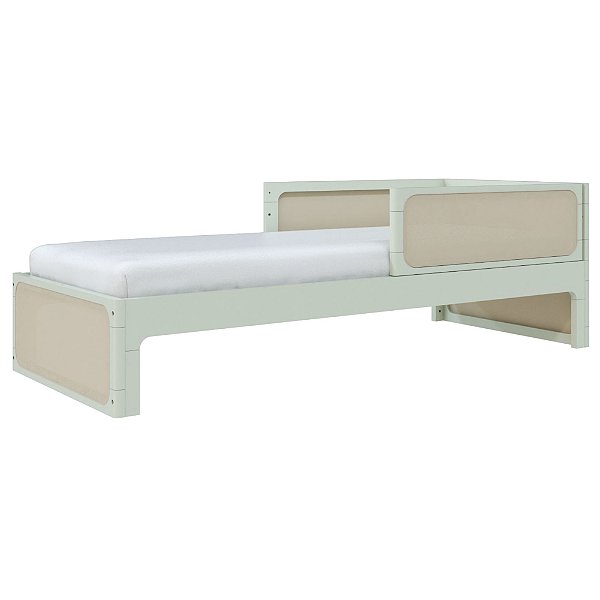 Cama Infantil Skandi - Com Cabeceira E 2 Grades - Verde Old