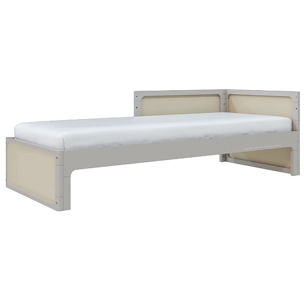 Cama Infantil Skandi - Com 1 Cabeceira e 1 Meia Grade - Cinza