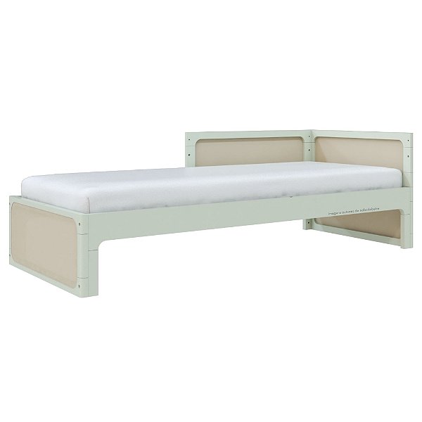 Cama Infantil Skandi - Com 1 Cabeceira e 1 Meia Grade - Verde Old