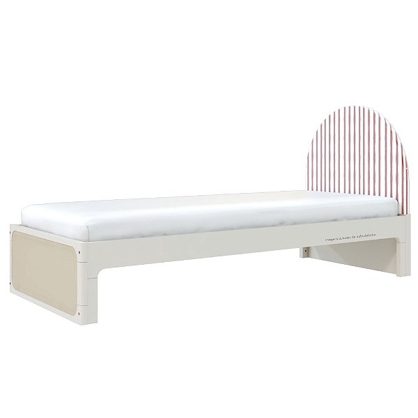 Cama Skandi Com Cabeceira Estofada - Sarja Listra Páprica / Areia