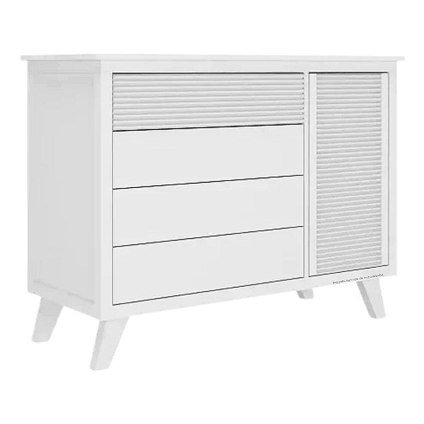 Cômoda Zig 4 Gavetas E 1 Porta - Branco