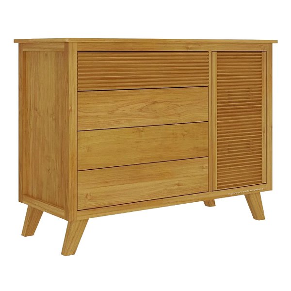 Cômoda Zig 4 Gavetas E 1 Porta - Mel