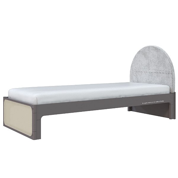 Cama Skandi Com Cabeceira Estofada - Veludo Cinza / Fendi