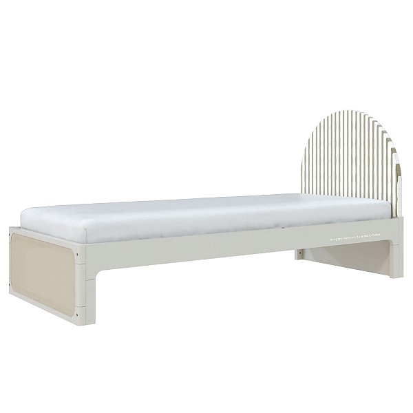Cama Skandi Com Cabeceira Estofada - Sarja Cacto / Areia