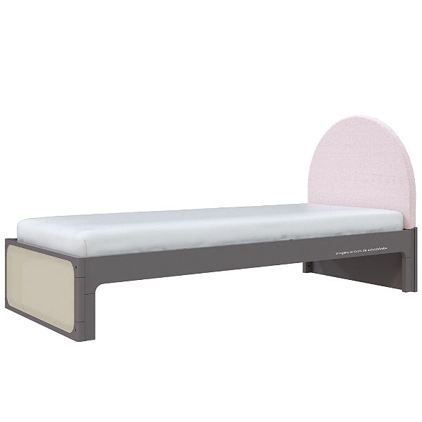 Cama Skandi Com Cabeceira Estofada - Sarja Rose / Fendi
