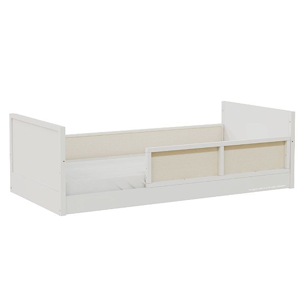 Cama Infantil Link - Com 1 Grade E Meia Em Palha Natural - Branco