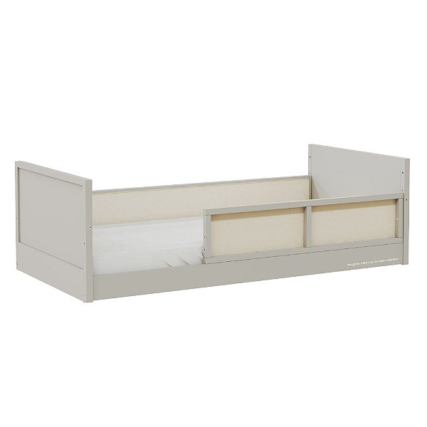 Cama Infantil Link - Com 1 Grade E Meia Em Palha Natural - Cinza