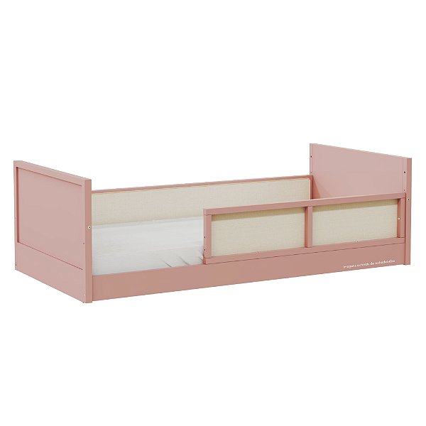 Cama Infantil Link - Com 1 Grade E Meia Em Palha Natural - Rose
