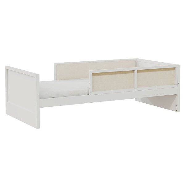 Cama Infantil Link - Com 2 Meias Grades Em Palha Natural - Branco
