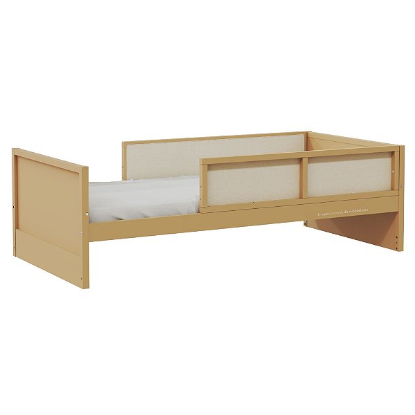 Cama Infantil Link - Com 2 Meias Grades Em Palha Natural - Capuccino