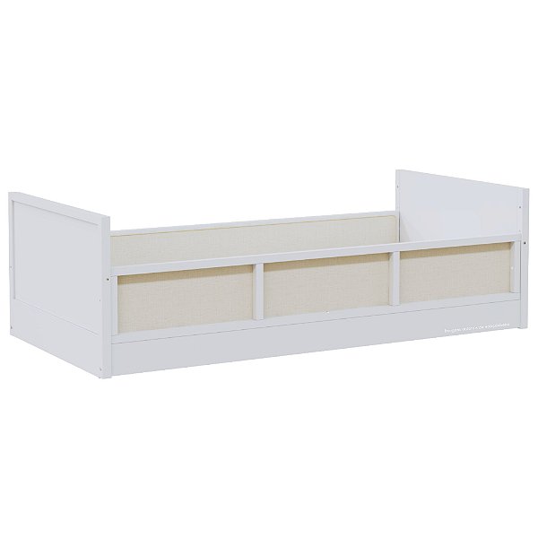 Cama Infantil Link - Com 2 Grades Em Palha Natural - Branco