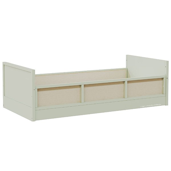 Cama Infantil Link - Com 2 Grades Em Palha Natural - Verde Old
