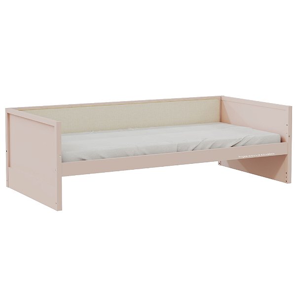 Cama Sofá Infantil Link - 1 Grade Em Palha Natural - Rosa Old