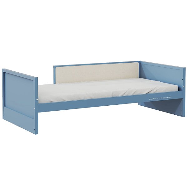 Cama Infantil Link - Com Meia Grade Em Palha Natural - Azul Sereno