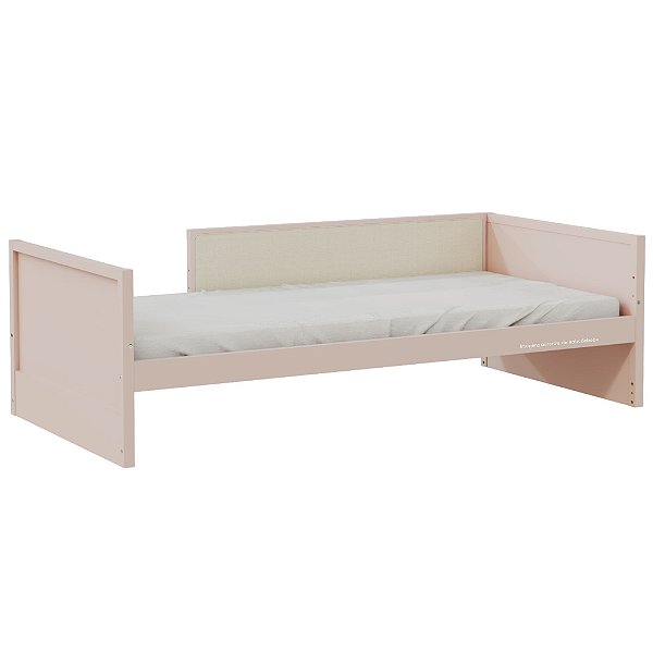 Cama Infantil Link - Com Meia Grade Em Palha Natural - Rosa Old