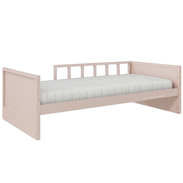 Cama Infantil Link - Com Meia Grade Palitada - Rosa Old