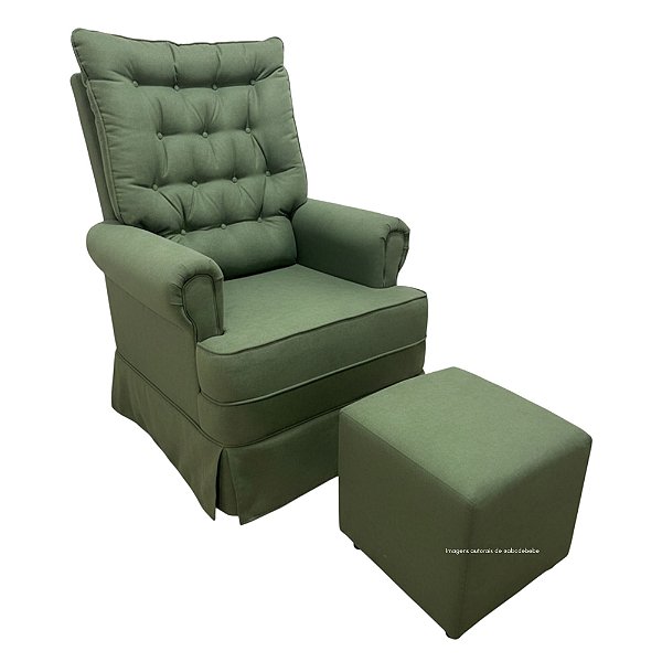 Poltrona De Amamentação Sonhos - Com Balanço - Com Puff - TB194 - Verde Eucalipto