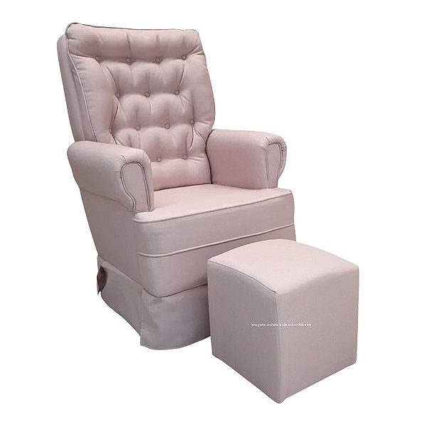 Poltrona De Amamentação Sonhos - Com Balanço - Com Puff - TB196 - Linho Rose