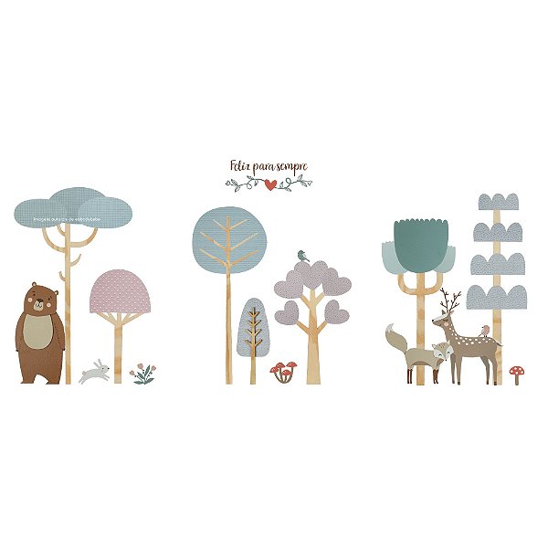 Painel De Parede Infantil Floresta Em MDF Maior - Bosque - 92010