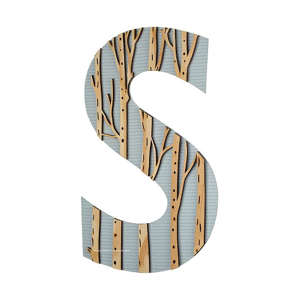 Inicial De Parede Infantil Personalizada 45 Cm Em MDF - Bosque - 92101 - Personalizado