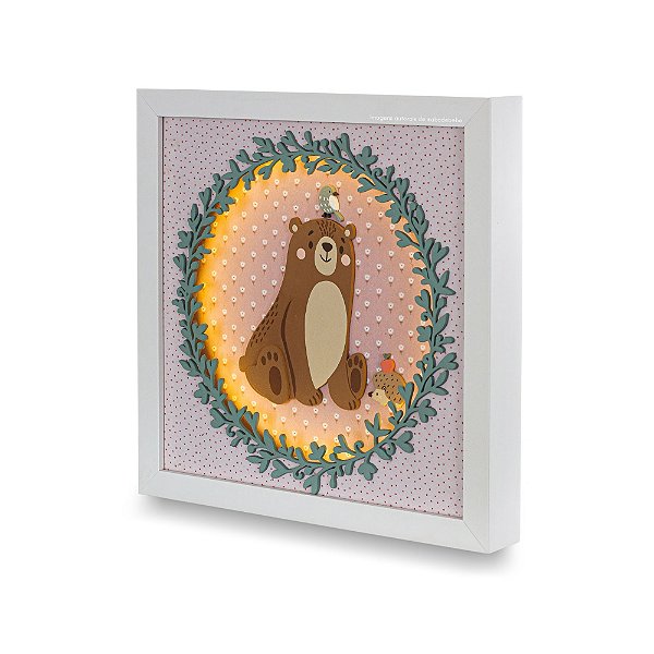 Quadro Com Luz Urso - Bosque - 92500
