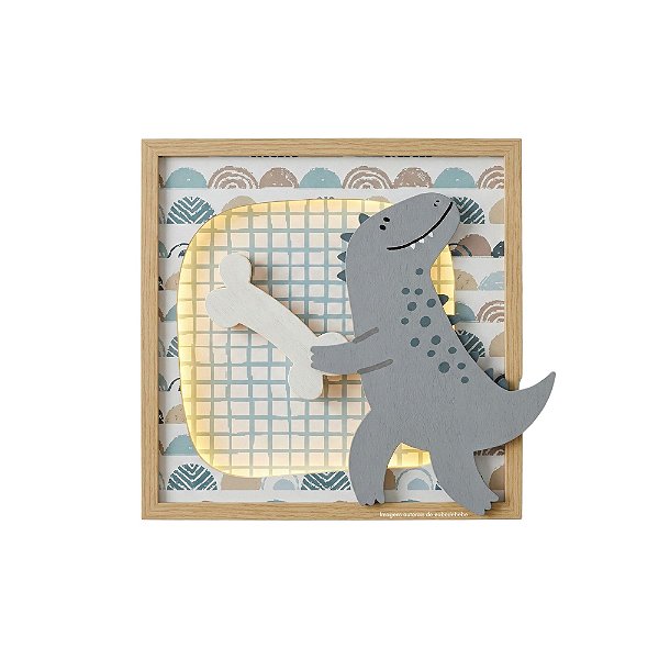 Quadro Infantil Decorativo Com Luz Dino Com Osso - Dinos - 94502