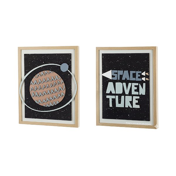 Kit Com 2 Quadros Decorativos Infatis Space Adventure - Espaço - 69050