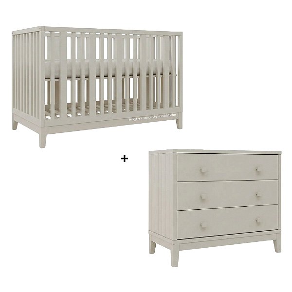 Conjunto Berço + Cômoda Fio Plus - Areia